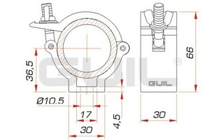 Guil ABZ-21 Abrazadera doble giratoria (360º) de aluminio. Para tubo de ø 48-50 mm