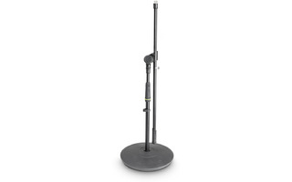 Gravity MS 2211 B - Pie de micrófono corto con base redonda y brazo jirafa de 1 punto de ajuste