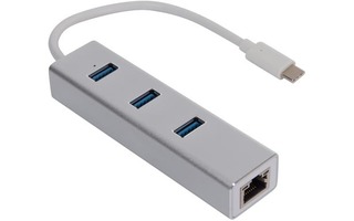 USB 3.1 Tipo C a Red GigaBit + HUB USB de 3 puertos - Aluminio