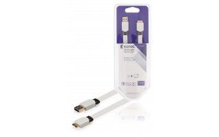 Cable USB 3.0 plano de A macho a B macho de 1,00 m en blanco
