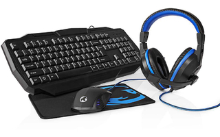 Kit Gaming Combo - 4-en-1 - Teclado, Headset, ratón y alfombrilla de ratón - Azul / Negro 