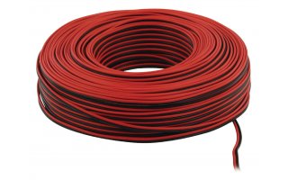Cable para altavoz - bobina de 100 metros - Negro/rojo, 2x0,50 mm2