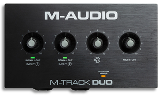 Podcasting mit XLR- Line- und DI-Eingängen sowie ein Softwarepaket Streaming M-Audio M-Track Duo — Audio-Schnittstelle/USB-Soundkarte für Aufnahme 