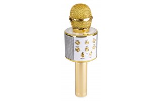 MAX KM01 Micrófono Karaoke con altavoz y reproductor BLUETOOTH/MP3 Dorado