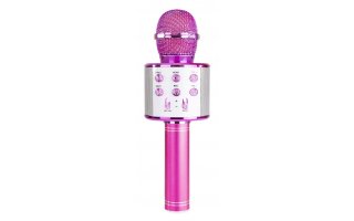 MAX KM01 Micrófono Karaoke con altavoz y reproductor Bluetooth / MP3 Rosa