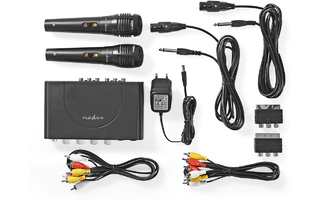 Mezclador de Karaoke - 2 Micrófonos Incluidos - Negro - Nedis MIXK050BK