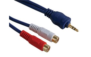 Cable audio - Jack estéreo macho 3.5mm a 2 x RCA Hembra, 0.2m