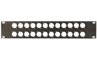 Panel frontal para Rack 19", 24 agujeros para conectores XLR, 2U, espesor 1.2mm, negro