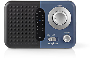 Radio FM - 2,4 W - Asa de Transporte - Negro/azul - Nedis RDFM1300BU