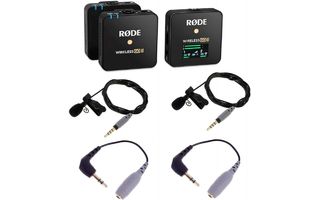 Rode Wireless GO II con micrófonos lavalier y adaptadores