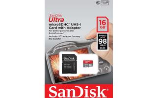 SanDisk microSDHC de 16GB con adaptador de SD - UHS-I - SDSQUAR-016G-GN61A