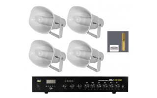 Sonorización Exteriores 19-06 - 4x Bocinas LTC Audio + Amplificación AMS 120 USB - Bobina 100 me