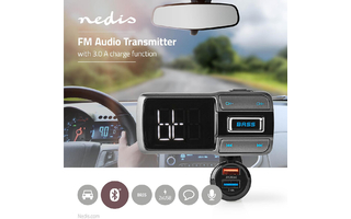 Transmisor FM para Coche - Bluetooth ® - Potenciación de graves - Ranura para Tarjeta MicroSD