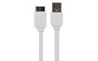 Cable USB 3.0 a Micro USB 3.0 - Plano - Color Blanco - 1 metro