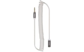 Cable espiral 3.5 mm estéreo macho a 3 polos a 3.5 mm estéreo hembra 3 polos - color blanco - 2m