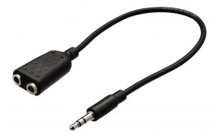 Cable divisor de audio jack estéreo de 3.5 mm macho - 2 3.5 mm hembra de 0.20 m en color negro