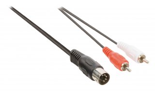 Cable adaptador de audio DIN macho de 5 pines - 2 RCA macho de 1.00 m en color negro