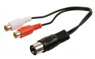 Cable adaptador de audio DIN macho de 5 pines - 2 RCA hembra de 0.20 m en color negro