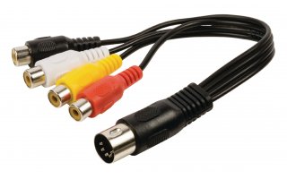 Cable adaptador de audio DIN macho de 5 pines - 4 RCA hembra de 0.20 m en color negro