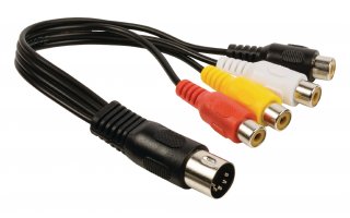Cable adaptador de audio DIN macho de 5 pines - 4 RCA hembra de 0.20 m en color negro