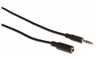 Cable de extensión de audio jack estéreo de 3.5 mm macho - 3.5 mm hembra de 2.00 m en color negr