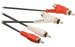 Cable de audio estéreo 2 RCA macho - 2 RCA macho + hembra de 2.00 m en color negro