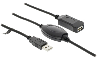 Cable alargador USB 2.0 activo de 20,0 m en color negro