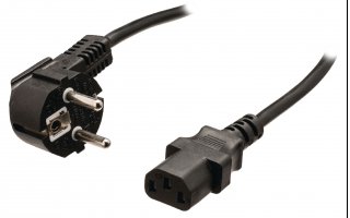 Cable de alimentación Schuko macho en ángulo - IEC-320-C13 de 3.00 m en color negro