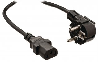 Cable de alimentación Schuko macho en ángulo - IEC-320-C13 de 3.00 m en color negro