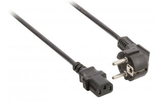 Cable de alimentación Schuko macho en ángulo - IEC-320-C13 de 2.00 m en color negro