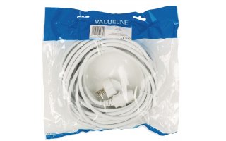 Cable de alimentación con enchufe Schuko macho en ángulo - IEC-320-C13 de 10.00 m en color blanc