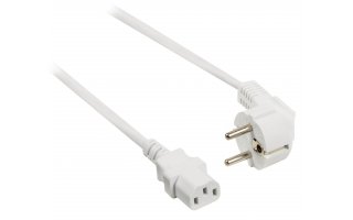 Cable de alimentación con enchufe Schuko macho en ángulo - IEC-320-C13 de 2.00 m en color blanco