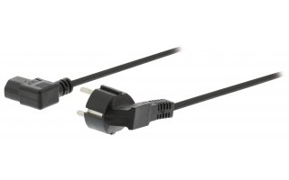 Cable de alimentación con enchufe Schuko macho en ángulo - IEC-320-C13 en ángulo de 2.00 m en co