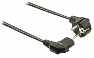Cable de alimentación con enchufe Schuko macho en ángulo - IEC-320-C13 en ángulo de 3.00 m en co