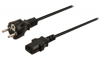 Cable de alimentación Schuko macho recto - IEC-320-C13 de 5.00 m en color negro