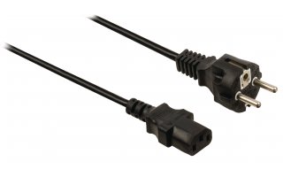 Cable de alimentación Schuko macho recto - IEC-320-C13 de 10.00 m en color negro