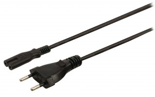 Cable de alimentación con enchufe suizo macho - IEC-320-C7 de 3.00 m en color negro