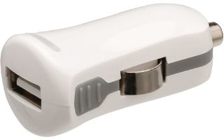 Cargador de automóvil USB, USB A hembra – conector de automóvil de 12V, de color blanco 2.1A