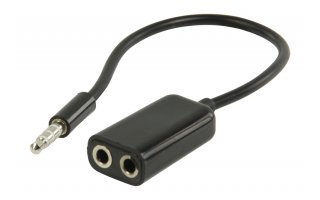 Cable divisor con jack de audio estéreo, 3,5 mm macho - 2x 3,5 mm hembra, negro 0,20 m