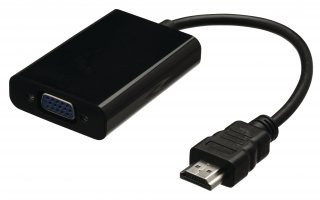 Cable adaptador HDMI, conector HDMI - VGA hembra + 3,5 mm, negro 0,20 m