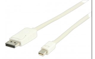 Cable adaptador mini DisplayPort, mini DisplayPort macho - DisplayPort macho, blanco 2,00 m