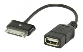 Cable de datos OTG para Samsung, 30 pines macho - USB A hembra, negro 0,20 m