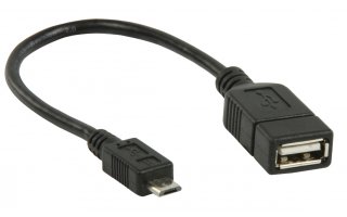 Cable adaptador USB, USB 2.0 A hembra - USB 2.0 micro B macho OTG, negro 0,20 m