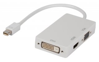 Multi adaptador Mini DisplayPort Mini DisplayPort - DVI + VGA + HDMI 0,20 m en color blanco