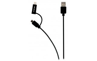 Cable USB 2.0 de carga y sincronización de A macho a micro B macho con adaptador Lightning de 1,