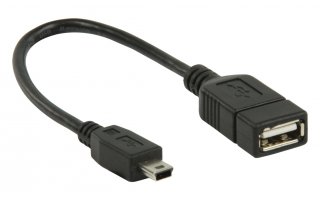 Cable de datos USB OTG 2.0 A - Mini 5-pines de 0.20 m