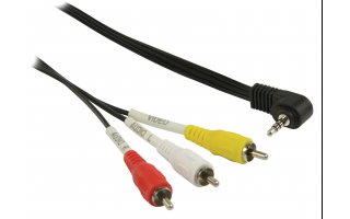 Cable Jack AV de jack AV 3,5 mm macho a 3 x RCA macho de 1,00 m en color negro
