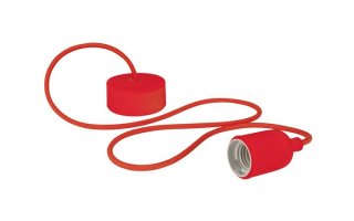 Lámpara de diseño con cable de tela - para colgar del techo - color Rojo