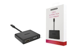 Adaptador USB-C Macho - VGA Hembra / HDMI Hembra Negro - Sitecom CN-363