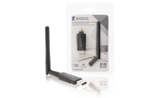 Adaptador Wi-Fi inalámbrico N300 de 2,4 GHz en color negro - König CSWNDN300A